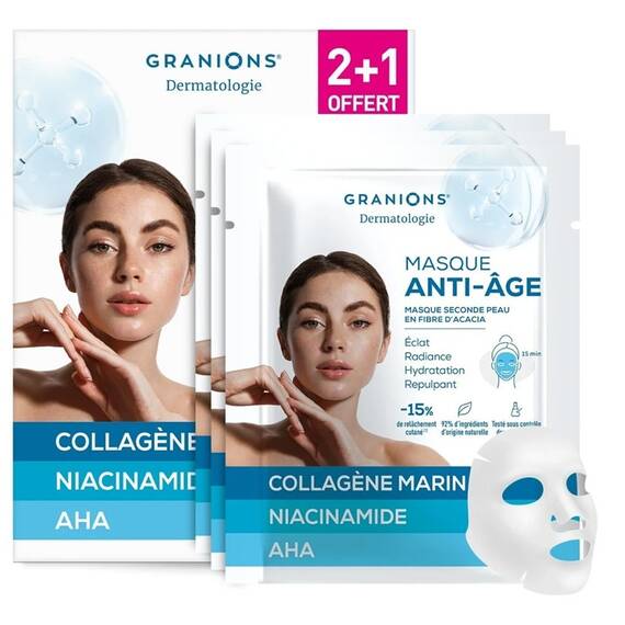​LGN Masca de fata Anti-Age Radiance (3 buc) – Efect de stralucire si fermitate instanta - Granions Franta - - Roveli