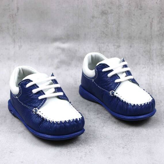 Pantofi " PRIMII PASI ", din piele naturala , moi si usori 370-BLEUMARIN/ALB/PP, Culoare (12): BLEUMARIN/ALB, Marime (12): 20 - 2- Roveli