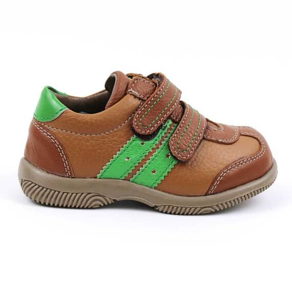 Pantofi sport , pentru copii , din piele naturala , cu talpa cusuta 3229-COGNAC/VERDE/MC, Culoare (12): Camel, Marime (12): 24 - 3- Roveli