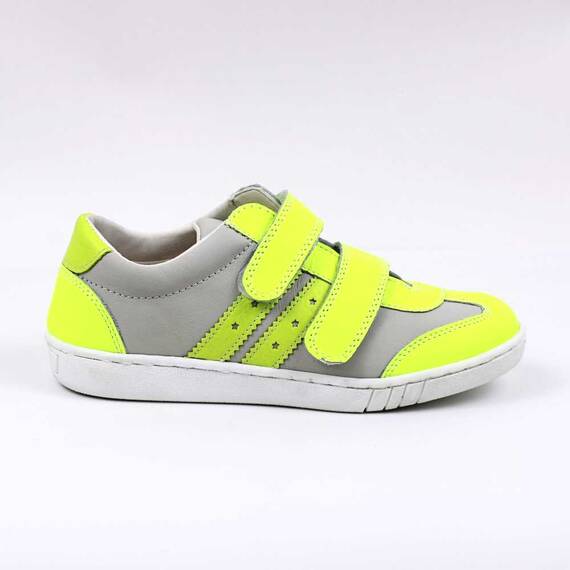 Pantofi casual ,unisex , pentru copii , din piele naturala 3229-GRI/VERDE1, Culoare (12): GRI+VERDE/FOSFORESCENT, Marime (12): 32 - 4- Roveli