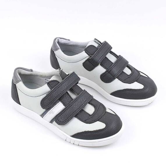 Pantofi casual ,unisex , pentru copii , din piele naturala 3229-ALB/GRI/G, Culoare (12): ALB/GRI, Marime (12): 32 - 3- Roveli