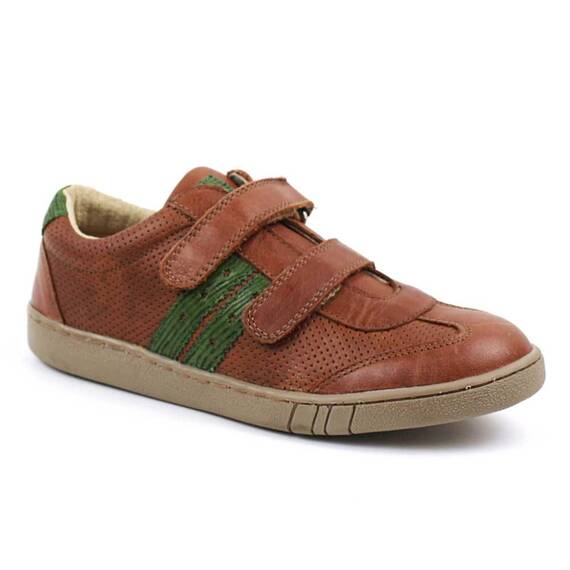 Pantofi casual ,unisex , pentru copii , din piele naturala 3229-MARO/MARO1, Culoare (12): MARO/VERDE, Marime (12): 30 - - Roveli