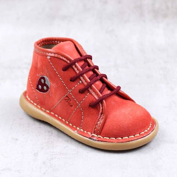 Ghete usoare , pentru copii , din piele naturala intoarsa , PRIMII PASI 3059-ROSU, Culoare (12): Rosu, Marime (12): 22 - 2- Roveli