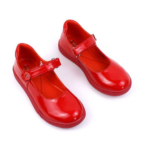 Pantofi usori , de copii , cu bareta decorata 1527-ROSU/G, Culoare (12): Rosu, Marime (12): 30 - 2- Roveli