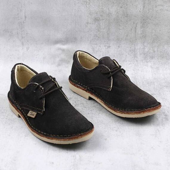 Pantofi unisex , pentru copii , din piele naturala , intoarsa  853-MARO, Culoare (12): Maro, Marime (12): 35 - 2- Roveli