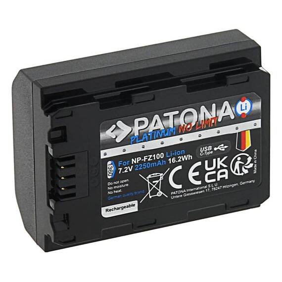 Acumulator Patona Platinum NP-FZ100 cu USB-C 2250mAh compatibil Sony-1360 - 3- Roveli