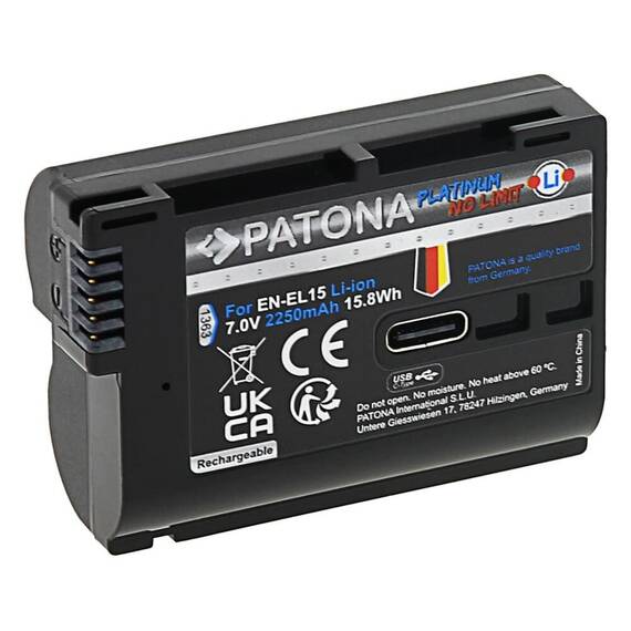 ​Acumulator Patona Platinum EN-EL15 cu USB-C 2250mAh compatibil Nikon-1363 - 3- Roveli