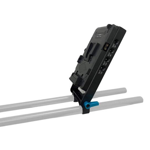 Adaptor NJ-579 pentru baterii V-mount cu iesire D-Tap si montare pe sina 15mm - 4- Roveli