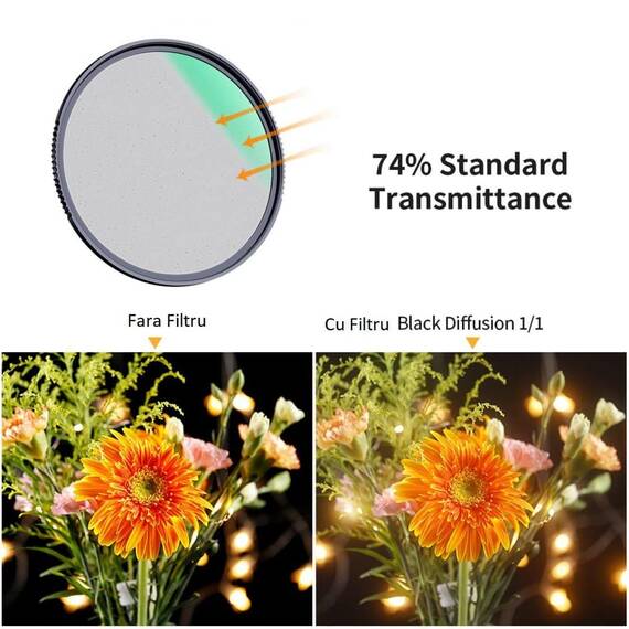 Filtru K&F Concept Black Mist 1/1 Special Effect Ulra-Clear Nano-X 55mm KF01.1689 - 2- Roveli