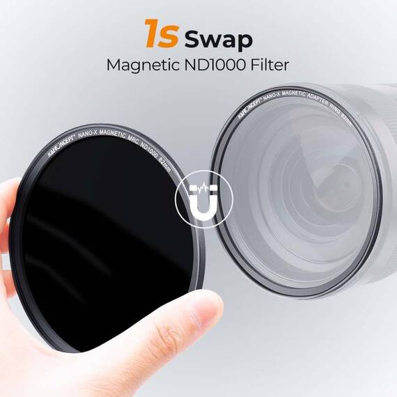 Filtru magnetic K&F Concept 82mm  NANO-X ND1000  Series Neutral Density Lens Filter HD SKU.1762 - 2- Roveli