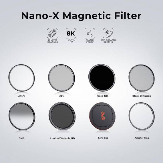 Filtru magnetic K&F Concept 82mm  NANO-X ND1000  Series Neutral Density Lens Filter HD SKU.1762 - 5- Roveli