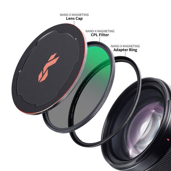 Filtru magnetic K&F Concept Nano-X CPL HD Waterproof cu adaptor 62mm si capac SKU.1704 - 2- Roveli
