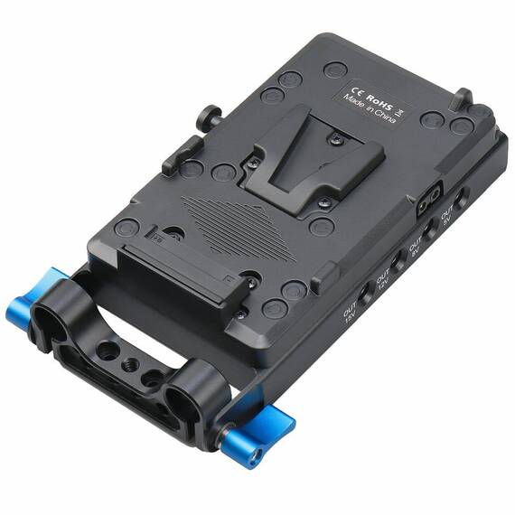 Adaptor NJ-579 pentru baterii V-mount cu iesire D-Tap si montare pe sina 15mm - 2- Roveli