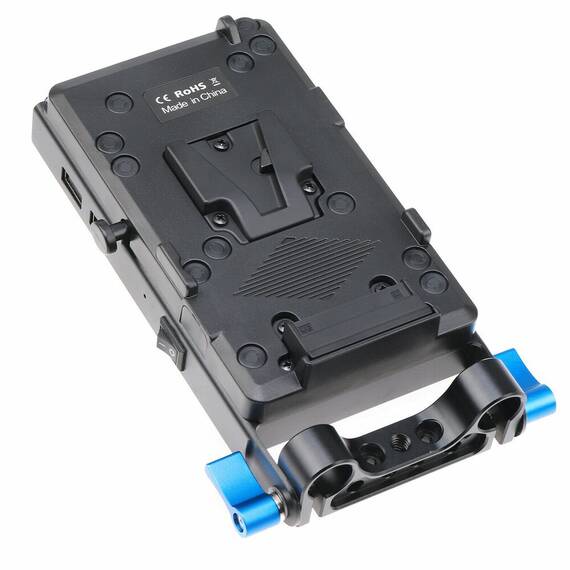 Adaptor NJ-579 pentru baterii V-mount cu iesire D-Tap si montare pe sina 15mm - 3- Roveli
