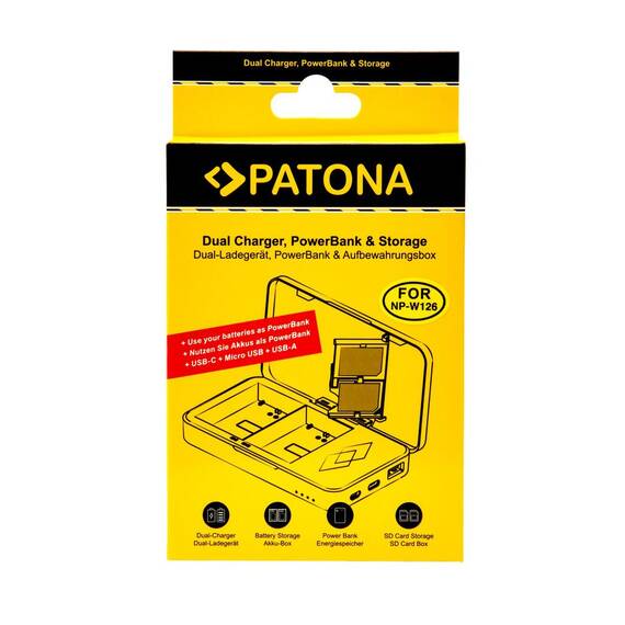 Incarcator Patona Dual NP-W126 cu functie Power Bank si spatiu pentru 2x carduri SD 1720 - 6- Roveli