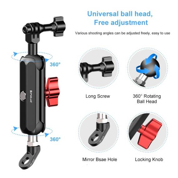 Motorcycle Rearview Mount PULUZ for Action Cameras (PU3210) - 3- Roveli