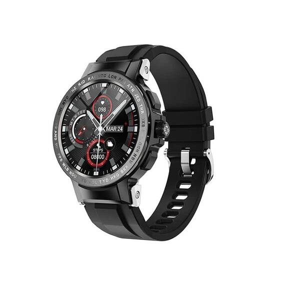 Ceas SmartWatch DacEnergy©, ecran IPS 1,28 inch, monitorizare ritm cardic, tensiune arteriala, somn, calorii, moduri sportive, rezistent la apa, negru - - Roveli