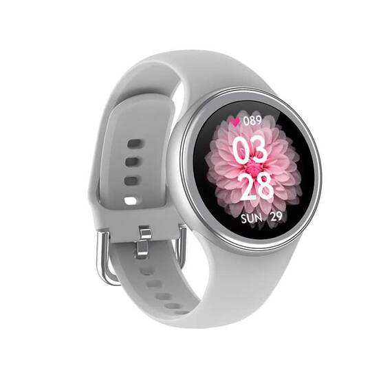 SmartWatch DacEnergy©, ecran IPS HD de 1,09 inch, monitorizare somn, fitness, ritm cardiac, memento prin SMS, WeChat, e-mail, curea de ceas din silicon, gri si argintiu - - Roveli