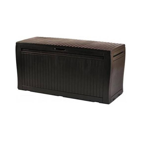 ​Lada de depozitare, realizat din PVC, cu rotile, cu capac, 270 l, 117 x 45 x 57.5 cm, maro - - Roveli