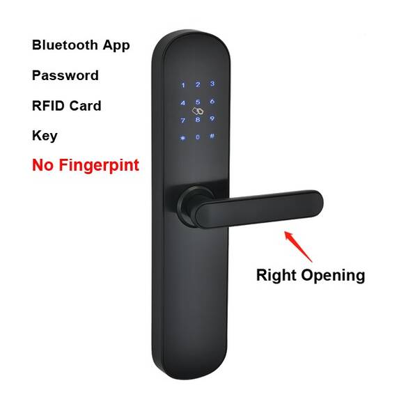Incuietoare inteligenta DacEnergy©, pentru hotel, material aliaj de aluminiu, deblocare Aplicatie TTHotel / cod / card RFID / cheie, pentru usa din lemn / metal, negru - 4- Roveli