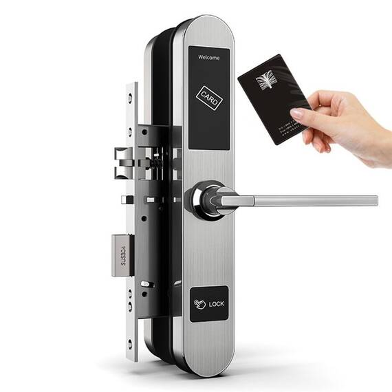 Incuietoare inteligenta DacEnergy©, pentru hotel, material otel inoxidabil, deblocare Card RFID / Cheie, pentru usa din lemn, culoare negru - - Roveli
