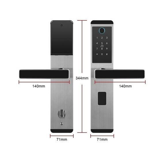 Incuietoare inteligenta DacEnergy©, pentru Acasa / Apartament / Birou / Usa de intrare in scoala, material otel inoxidabil, deblocare Amprenta digitala / Aplicatie / Cod / Card RFID / NFC / Cheie, argintiu/negru - 2- Roveli