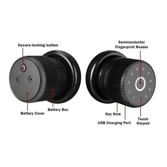 Incuietoare inteligenta DacEnergy©, pentru Acasa / Hotel / Apartament, material aliaj de zinc, deblocare APP / amprenta digitala / cod / card RFID / NFC / cheie, pentru usa din lemn / metal, culoare negru - 2- Roveli