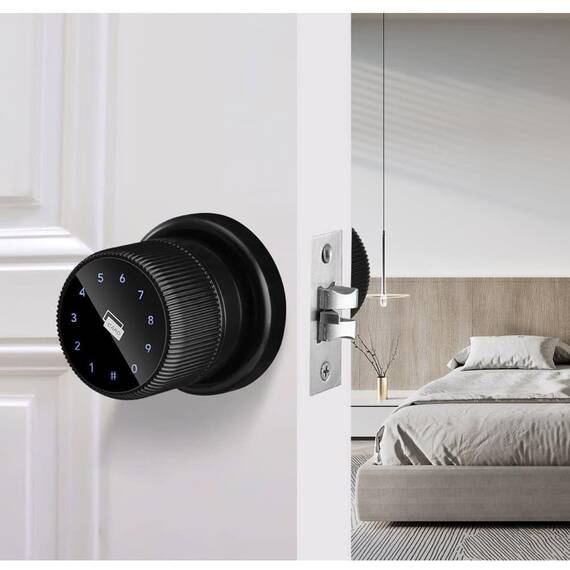 Incuietoare inteligenta DacEnergy©, pentru Acasa / Hotel / Apartament, material aliaj de zinc, deblocare APP / amprenta digitala / cod / card RFID / NFC / cheie, pentru usa din lemn / metal, culoare negru - 5- Roveli