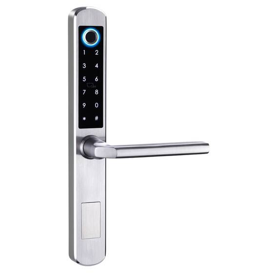 Incuietoare inteligenta DacEnergy©, deblocare APP Bluetooth/card /amprenta/cod/cheie mecanica, pentru usa din lemn/aluminiu/culisanta , culoare gri - 3- Roveli