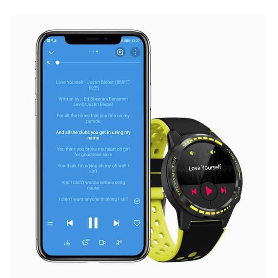 Ceas SmartWatch DacEnergy©, Android/IOS, Impermeabil IP67, GPS incorporat pentru trasee de miscare sportive, monitorizare ritm cardic, tensiune arteriala, somn, memento sedentar, culoare negru/galben - 4- Roveli