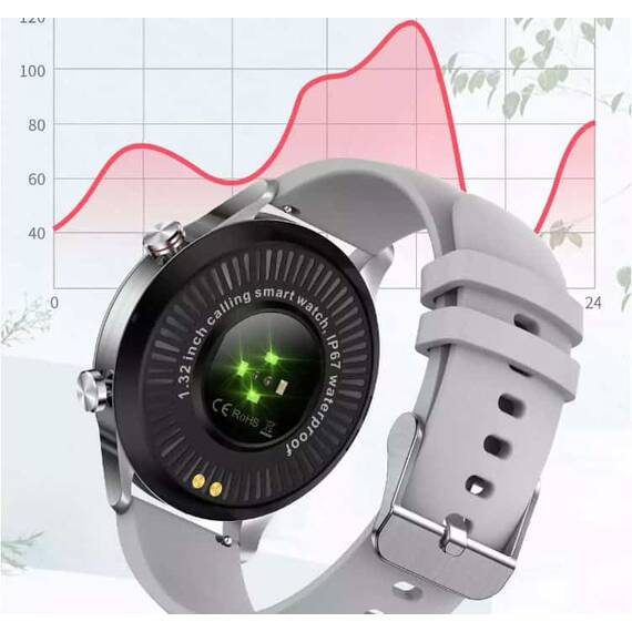 Ceas SmartWatch DacEnergy©, ecran tactil 1.32 inch, Android/ios, monitorizare ritm cardic, somn, memento sedentar, moduri sportive, gri - 4- Roveli