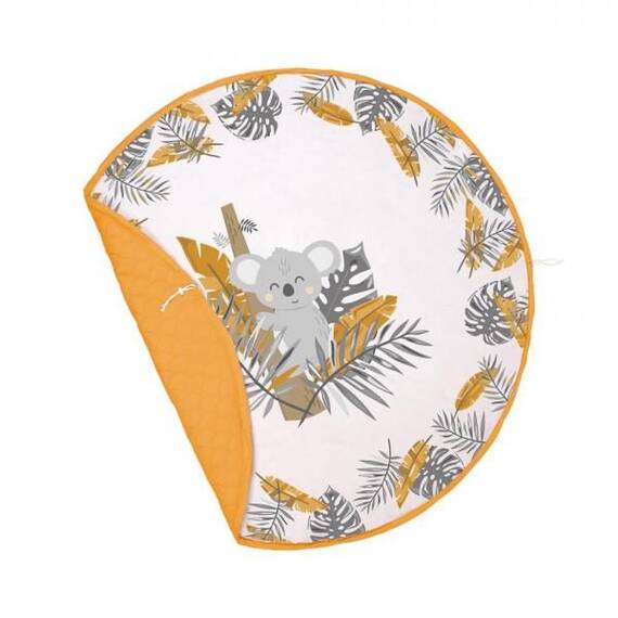 Covoras de joaca pentru copii DacEnergy©, 2 fete, 100% bumbac matlasat, transformabil, imprimat cu koala, 150 x150 cm, maro - - Roveli