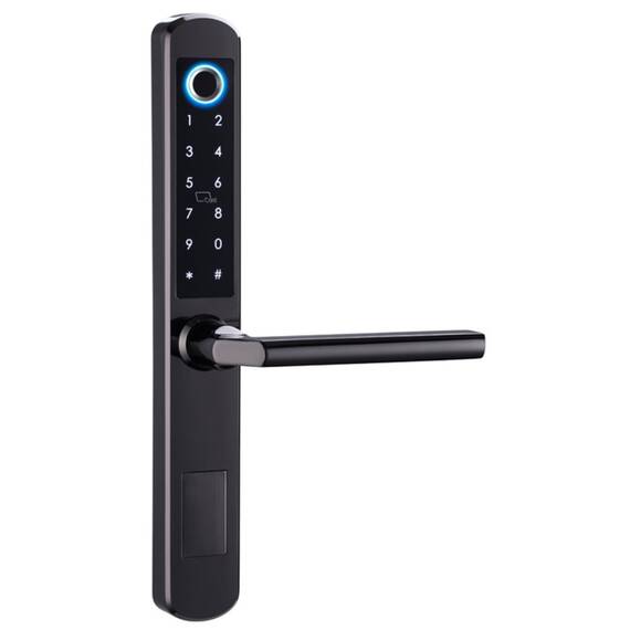 Incuietoare inteligenta DacEnergy©, deblocare APP Bluetooth/card /amprenta/cod/cheie mecanica, pentru usa din lemn/aluminiu/culisanta , culoare negru - - Roveli