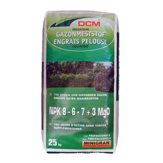 Ingrasamant gazon DCM, organic, granulat, 25 kg, suprafata de acoperire 167-250 mp, crestere ferma - - Roveli