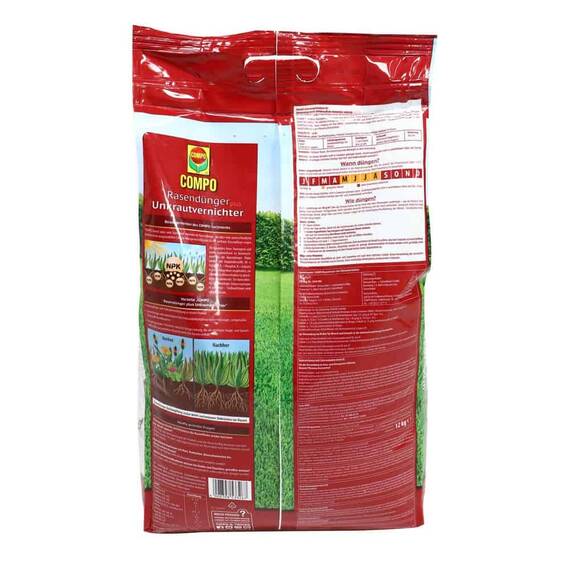 Ingrasamant gazon Compo, combinatie optima de ierbicid si fertilizator, 12 kg, 400mp, granule - 2- Roveli