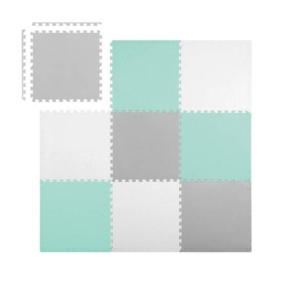 ​Covoras puzzle din spuma, 180x180 cm, 9 buc, antiaderent, moale, gri si menta - 3- Roveli