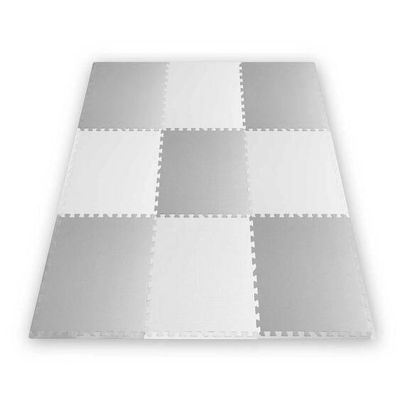 ​Covoras puzzle din spuma, 180 x 180 x 1 cm, 9 buc, culoarea gri si alb - 3- Roveli
