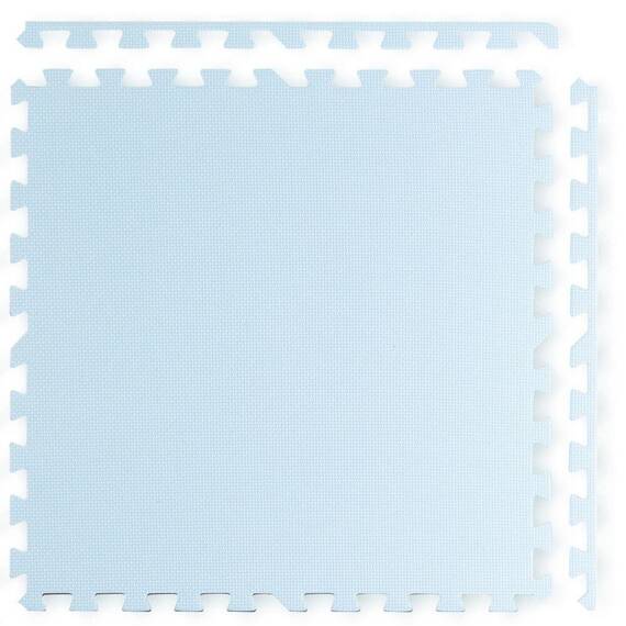 Covoras puzzle din spuma, 4 buc, ansamblat usor, impermeabil, fara BPA, alb si albastru, 120x120x1 cm - 3- Roveli