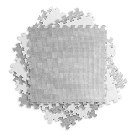 ​Covoras puzzle din spuma, 180 x 180 x 1 cm, 9 buc, culoarea gri si alb - 4- Roveli