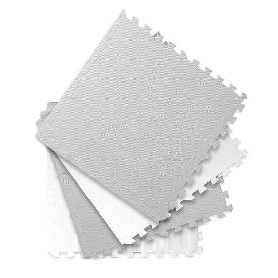 ​Covoras puzzle din spuma, 4 buc, ansamblat usor, impermeabil, fara BPA, alb si gri, 120x120x1 cm - 5- Roveli