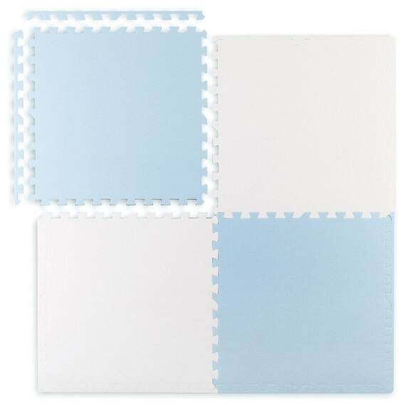 Covoras puzzle din spuma, 4 buc, ansamblat usor, impermeabil, fara BPA, alb si albastru, 120x120x1 cm - 5- Roveli