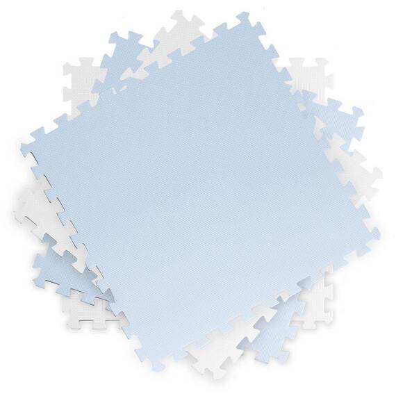 Covoras puzzle din spuma, 4 buc, ansamblat usor, impermeabil, fara BPA, alb si albastru, 120x120x1 cm - 6- Roveli