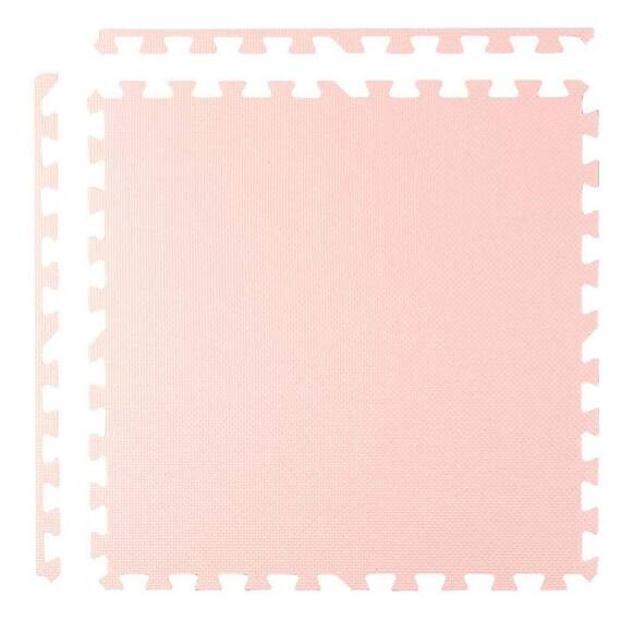 Covoras puzzle din spuma, 4 buc, ansamblat usor, impermeabil, fara BPA, alb si piersica, 120x120x1 cm - 6- Roveli