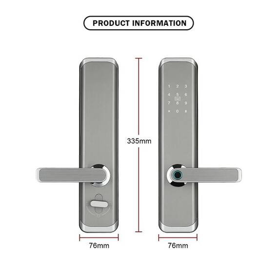 Incuietoare inteligenta DacEnergy©, pentru AcasA / Hotel / Apartament, material aliaj de aluminiu, deblocar Aplicatie TTlock / amprent digitala / parola / card RFID / cheie, pentru usa din lemn / metal, negru - 7- Roveli