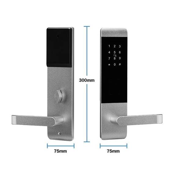 Incuietoare inteligenta pentru hotel DacEnergy©, material aluminiu, deblocare cu aplicatie Bluetooth TTlock / TTHotel, cheie, card RFID, pentru usa din lemn/otel, argintiu - 2- Roveli