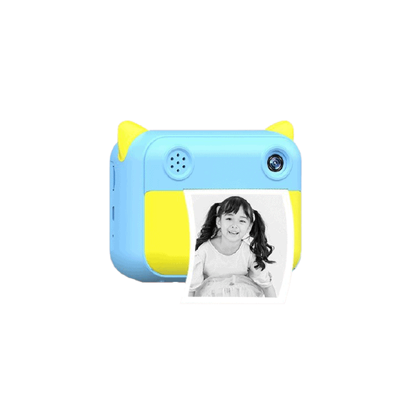 Camera foto/video pentru copii DacEnergy©, camera duala, ecran color IPS de 2,4 inch, rezolutie foto 12 MP, filtru creativ, imprimare portabila, culoare albastru/galben - 2- Roveli
