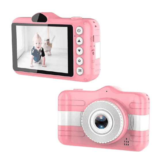 Camera foto/video pentru copii DacEnergy©, camera duala, ecran color de 3,5 inch, rezolutie foto 13 MP, jocuri, recunoastere faciala, culoare roz - - Roveli