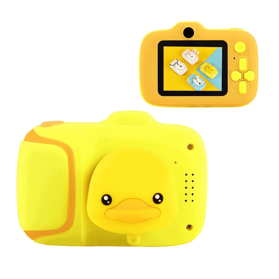 Camera foto/video pentru copii DacEnergy©, model ratusca, ecran IPS de 2 inch, jocuri, filtre creative, culoare galben - 2- Roveli