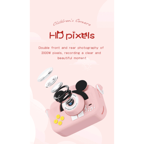 Camera foto/video pentru copii DacEnergy©, ecran LCD de 2.0 inch, 5 jocuri, rezolutie foto 2MP, video 1080P Full HD, filtru creativ, culoare roz - 3- Roveli