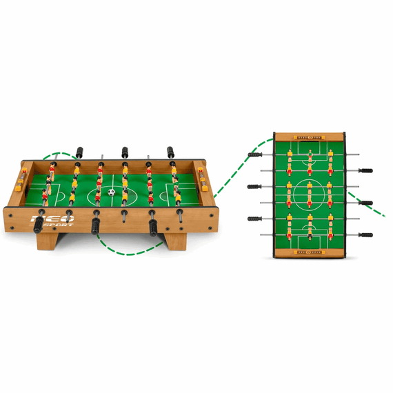 Joc fotbal de masa , placa MDF, 18 fotbalisti, ghidaje cu manere, asamblare simpla, 51 x 29,5 x 12 cm, natur - 2- Roveli
